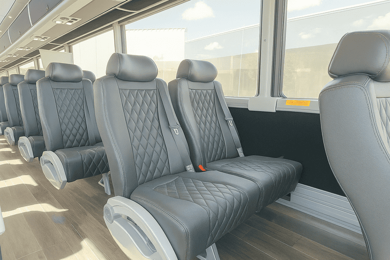 interior of Lexington Minibus Company charter bus