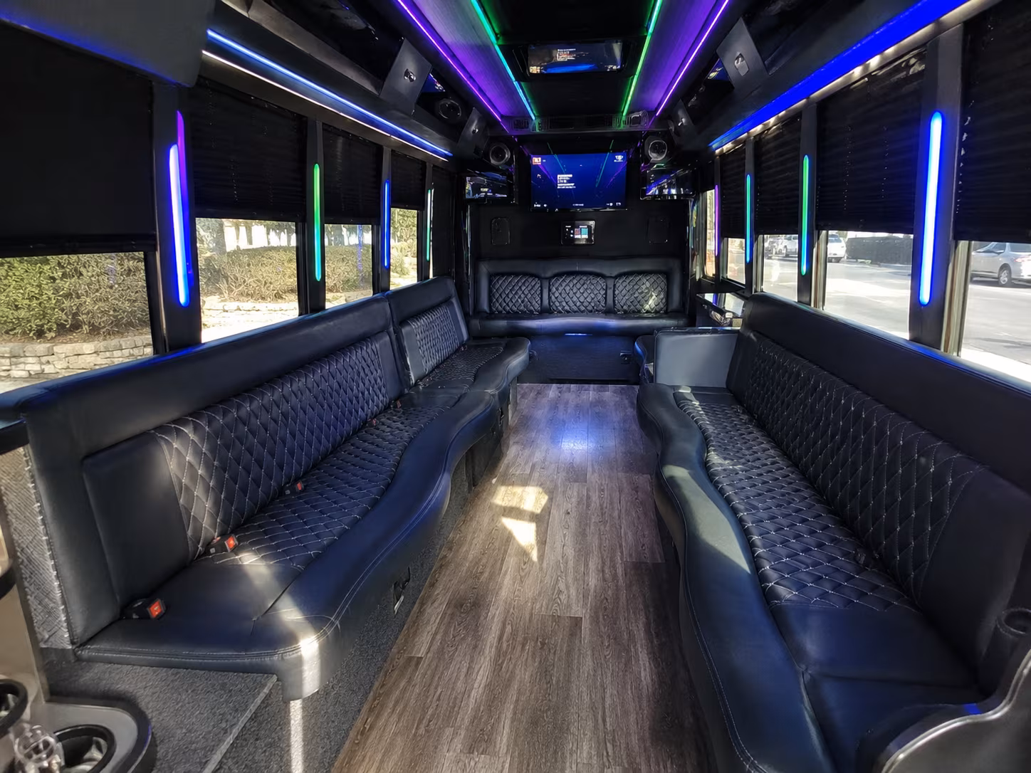 lexington 15 passenger party bus interior