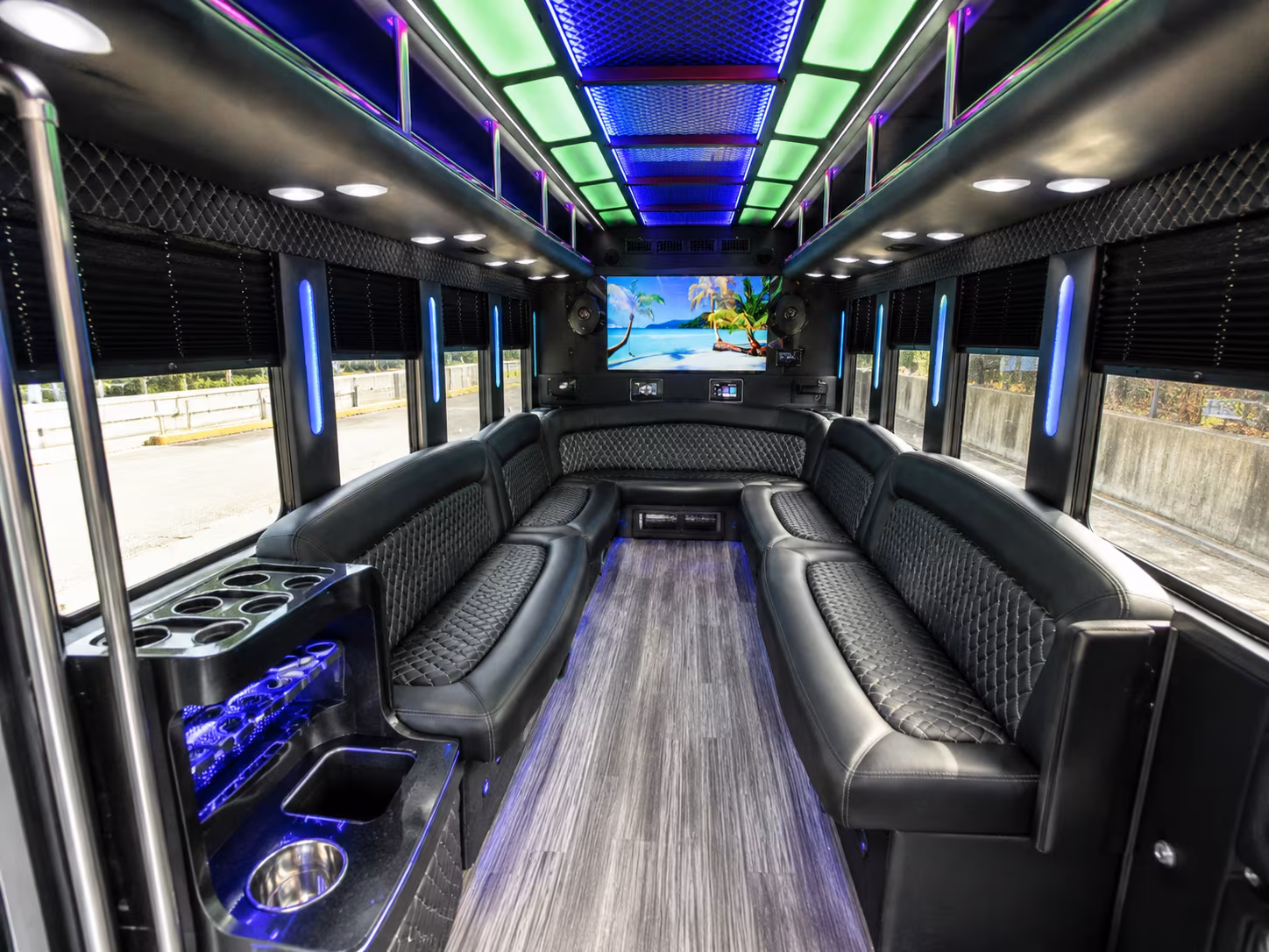 lexington 18 passenger party bus inside