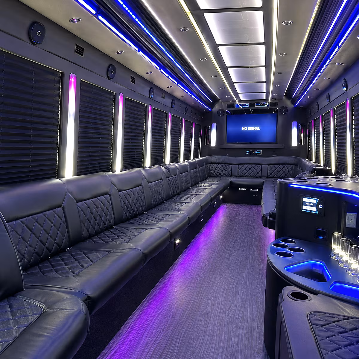 lexington 30 passenger party bus inside