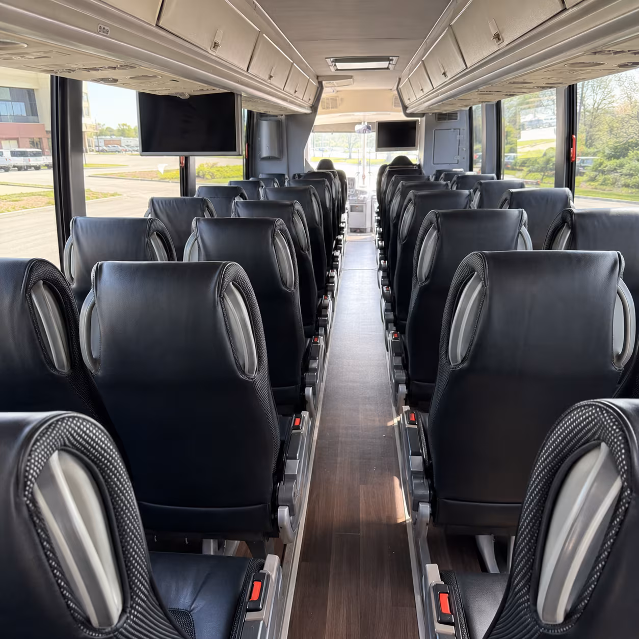 lexington 56 passenger charter bus inside